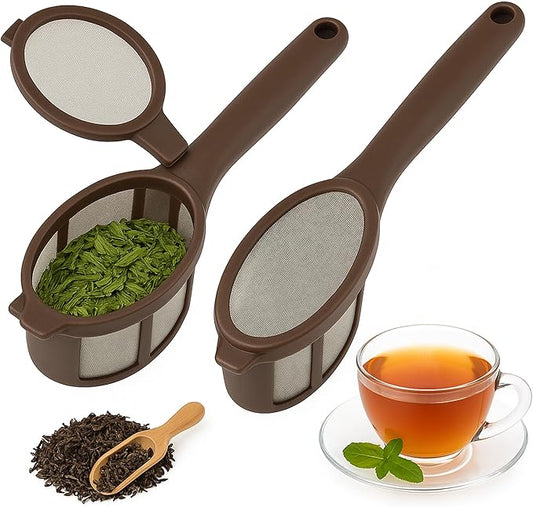 2 Pack Coffee/Tea Brew Stick Infuser – Single Cup Reusable Filter Spoon with Fine Mesh, BPA-Free, Easy Swivel Top – 5.25" Long Portable Coffee Maker for Travel, Work & Home