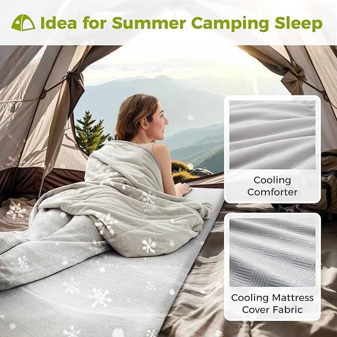 Jamdok Cooling Foam Camping Mattress for Hot Sleeper,Waterproof Sleeping Pad with Carry Bag,Roll Up Cot Mattress Topper for Summer Camping Bed,Hiking,Car,Portable(75 x 30 x 2 inches)