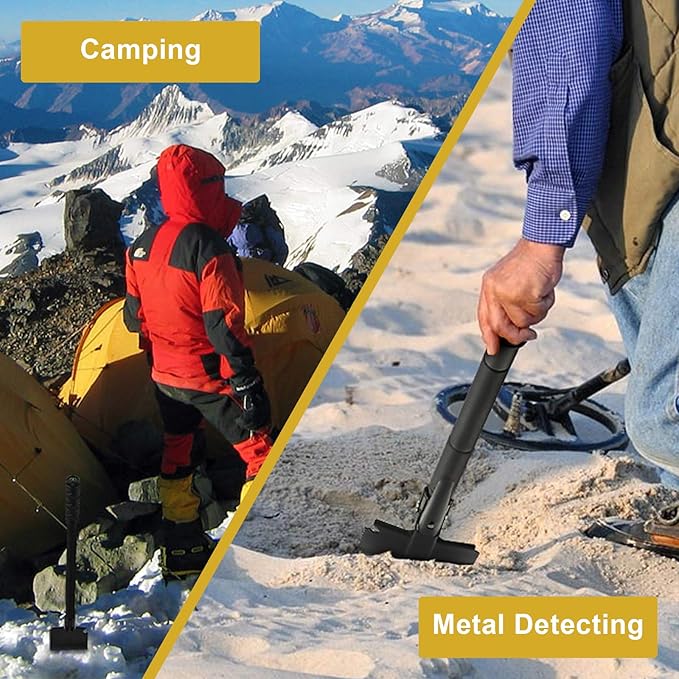 Camping Shovel, (24.21'') Survival Off Road E Tool Folding Shovel with Pickaxe, Portable Bag, High Carbon Steel, for Digging, Backpacking, Hiking, Gardening, Emergency, Outdoor