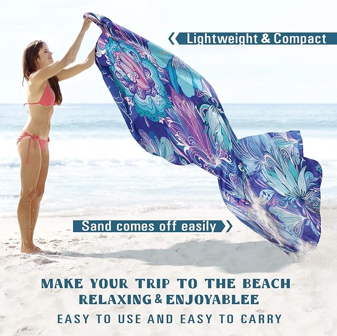 Famstar Beach Blanket Sandproof Waterproof 78''×81''1-5Adults Oversized,Compact Lightweight Durable Beach Mat for Travel Camping Hiking Picnic Blanket