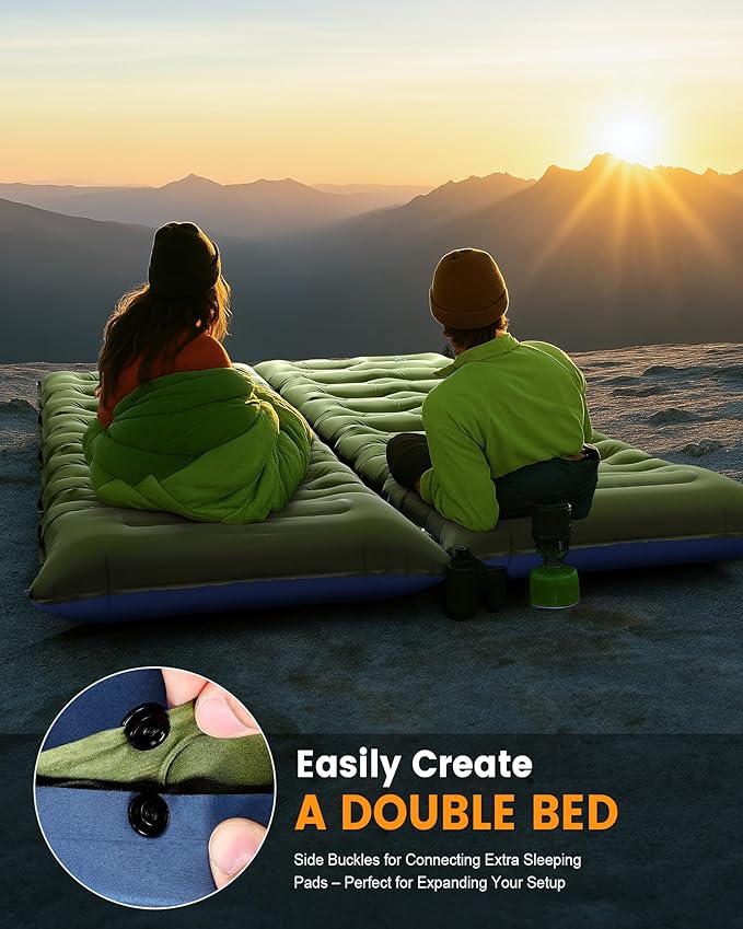 Camping Sleeping Pad,5.9 Inch Thick Camping Mat with Built in Pillow and Foot Pump,Self Inflating Sleeping Pad for Camping Backpacking（Green