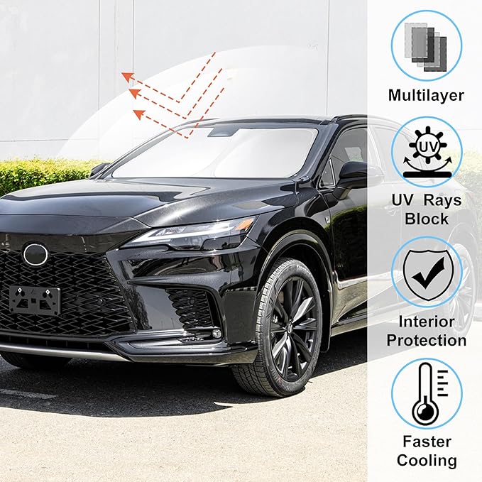 Windshield Sun Shade Custome Fit 2023 2024 2025 2026 Le-xus RX Accessories Keeps Car Interior Cool Front Window Sunshade Sun Blocker