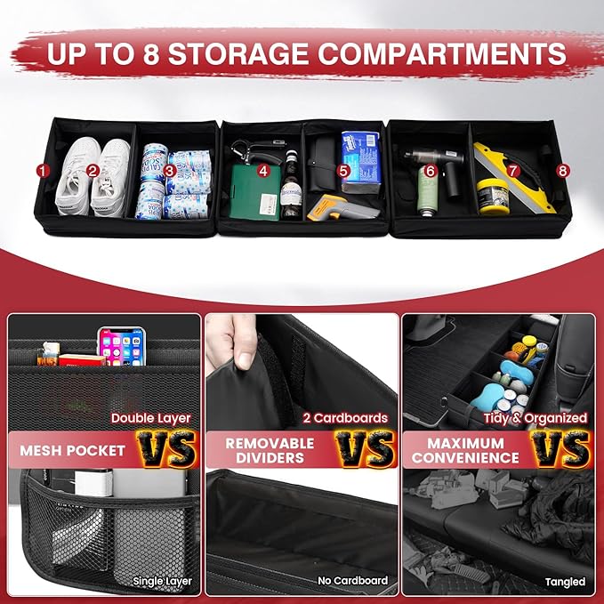 Chevrolet Silverado 1500 2500 /GMC Sierra 2011-2025 Truck Under Bench Seat Storage with Removable Divider 600D Oxford Cloth, truck accessories Mesh Organizer
