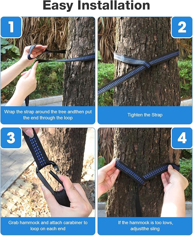 MOSFiATA Camping Hammock, Heavy Duty up to 500lbs with 2 Tree Straps and Attached Carry Bag Portable Outdoor Hammock for Backpacking Hiking Travel,Beach (Sky Blue)