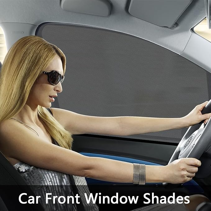 Car Window Sun Shade Side Windows Sunshade Car Seat Sun Protector Front Shades Curtains Screen Nets Covers Meshs Tint Blocker (2 Pack Front Window Shade)