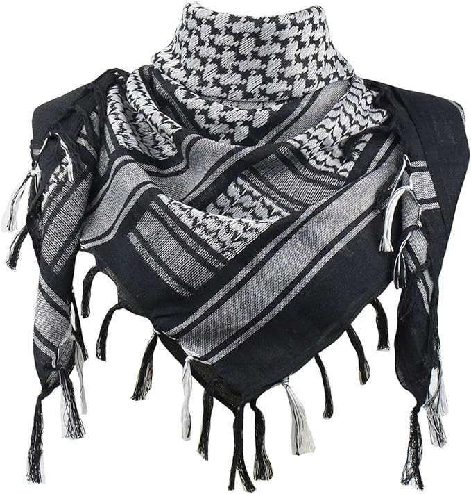 Explore Land Cotton Shemagh Keffiyeh Tactical Desert Scarf Neck Head Wrap with Tassel for Men Women