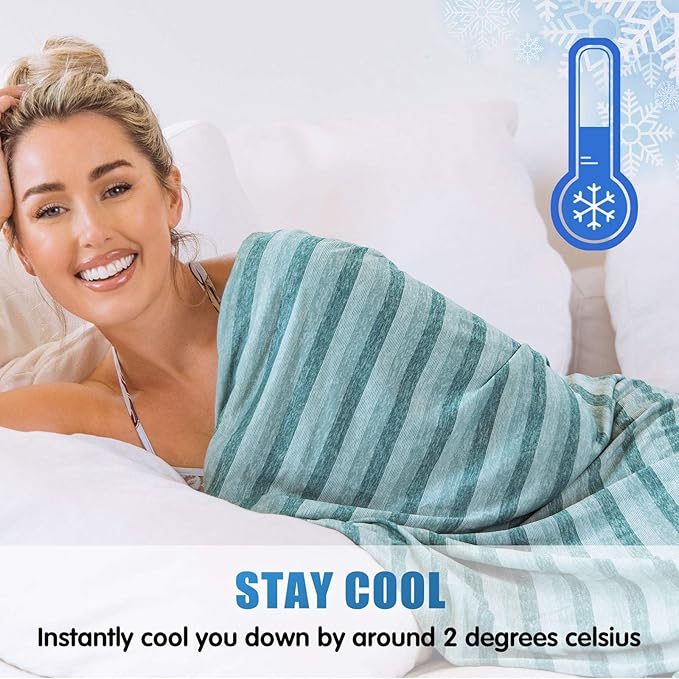Ailemei Direct Cooling Blanket for Hot Sleepers, Double Sided Cold Effect, Twin/Full Size Lightweight Breathable Summer Blankets for Bed, Transfer Heat to Keep Body Cool for Night Sweats,60"x90"