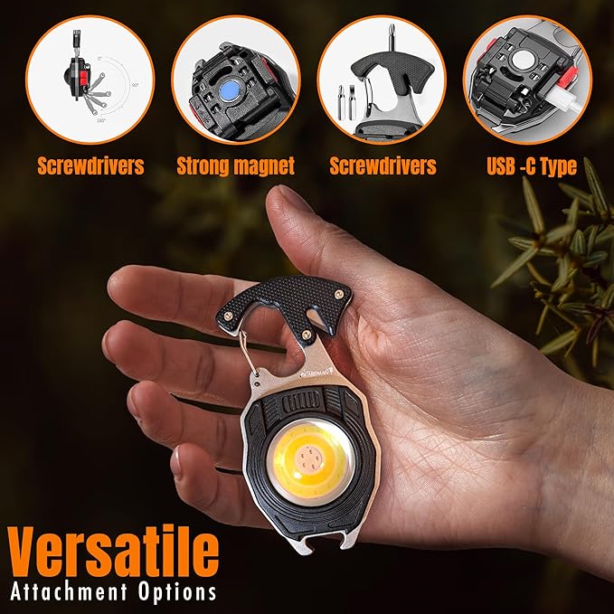Father’s Day Gift for Dad – LED Flashlight Multitool Keychain with Magnet, EDC Emergency Tool, Carabiner, Bottle Opener, Screwdriver, Camping & Survival Gear for Men