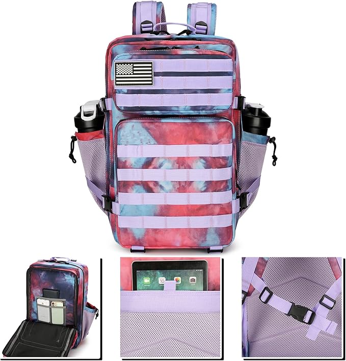 Lovelinks21 45L Tactical Assault Backpack 3 day assault pack with Molle Waterproof backpack Rucksack for Tactical Backpacks (Nebula Camo)