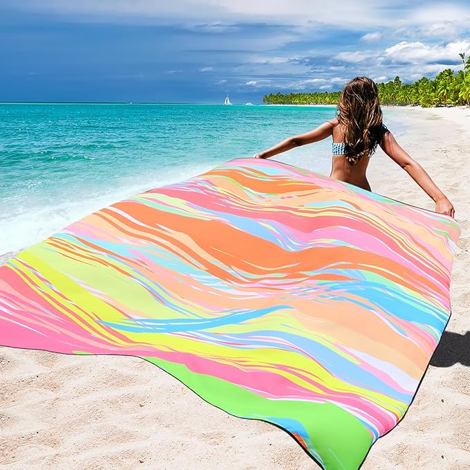 HIHOHO Beach Blanket Waterproof Sandproof Extra Large Beach Mat 79" X 83"/120"x108"for 1-8 Adults Quick Drying Durable Outdoor Picnic Mat for Beach Travel Camping Hiking