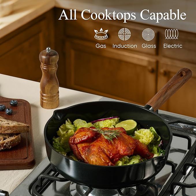 CAROTE ceramic cookware set,nonstick pots and pans，14PCS Non Toxic Healthy Non Stick Kitchen Cooking Pots and Frying Pans Set, PFAS PTFE Free