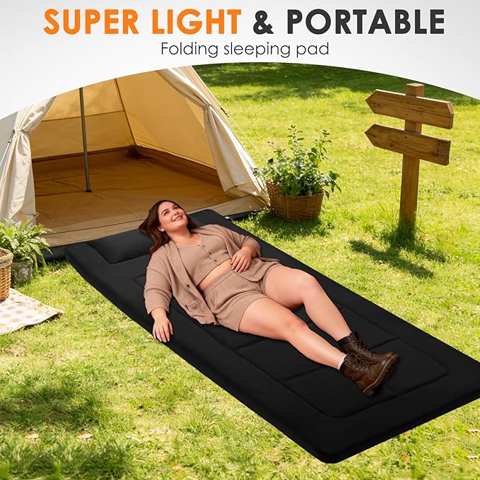 COLMERD Portable Camping Cot Mattress 80 x 36 Inches Sleeping Mat with Waterproof Anti-Slip Bottom Floor Mattress Easy to Carry for Guest Tent Lawn Yard Camping Cot Easy to Store