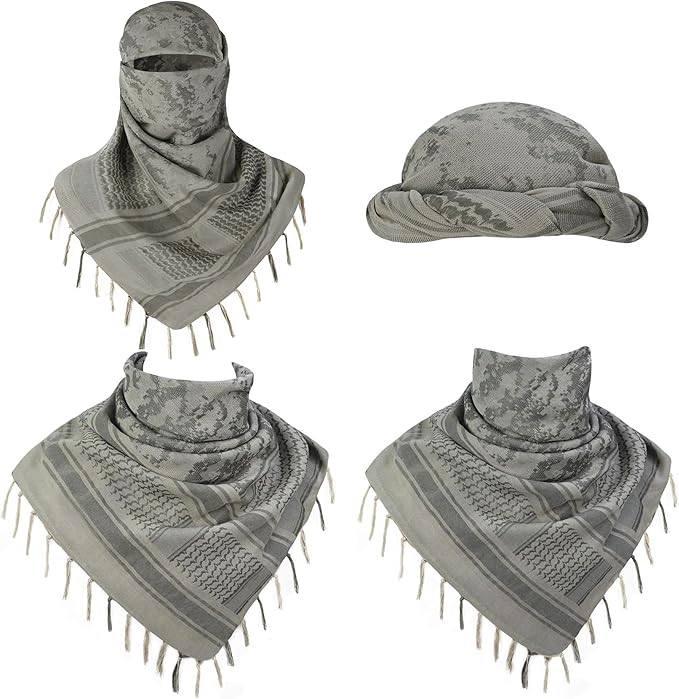 Explore Land Cotton Shemagh Keffiyeh Tactical Desert Scarf Neck Head Wrap with Tassel for Men Women