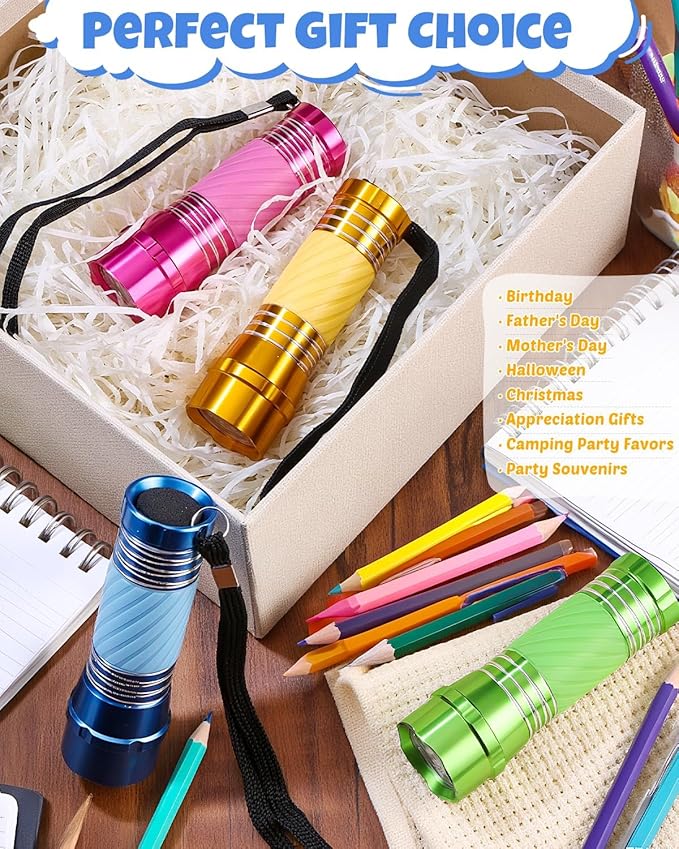 EverBrite 4-Pack Mini LED Aluminum Small Flash Light Colors Assorted for Hurricane Supplies with Handle Glow in Dark