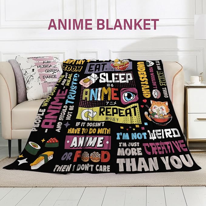 Anime Gifts for Girls, Japanese Anime Gifts for Women, AAnime Lovers Men, Soft Throw Blanket 50" *60", Christmas Thanksgiving Gifts for Daughter