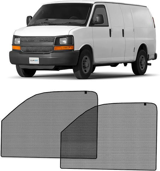 CLIM ART Magnetic Car Window Sunshade for Chevy Express Van 1996-2026, 2 Pc.Set, Side Glass Covers Screen, Block Sun Rays Curtains, Window Shield Sun Shade in Cars, Camping Accessories - MS0279
