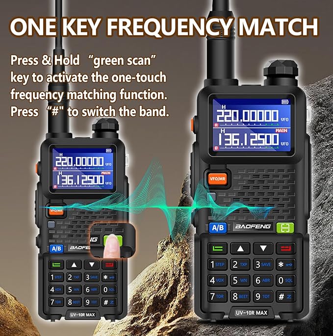 BAOFENG UV-10R MAX Ham Radio Handheld 10W Long Range Rechargeable Walkie Talkies Tactical NOAA Weather Two-Way Radios with 2500mAh USB-C Charging Battery,Mic for Survival Gear,Adults,Gifts,2 Pack