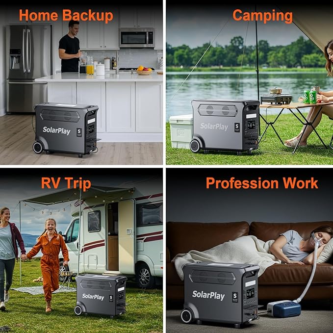 SolarPlay Portable Power Station, 3600W Power Station LiFePO4 Battery Solar Generator for Home Backup, Power Outages, and Camping