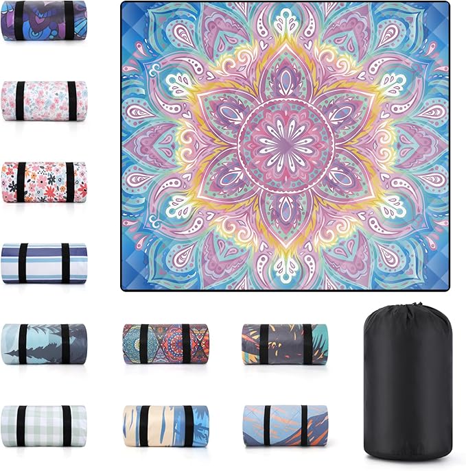80x80 Waterproof Picnic Blankets Outdoor Oversized Sand Free Beach Blanket Portable Couples Yoga Meditation Mat Lawn Patio Concert Necessities Summer Vacation Garden Camping Essentials Gifts
