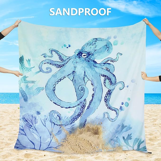 AISPARKY Beach Blanket Waterproof Sandproof Extra Large, Oversized Beach Mat, Quick Drying&Compact&Lightweight, Picnic Blankets Vacation Essentials for Outdoor Beach Camping (79" X 83" (4 Person))