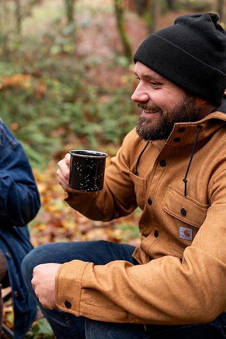 Stansport Enamel 8-Cup Percolator Coffee Pot and 4-Mug Set - Heavy-Duty Campfire Coffee Maker with 12oz Mugs - Percolator Stem Included - Double Baked Enamelware for Camping, Hiking, RV & Cabin