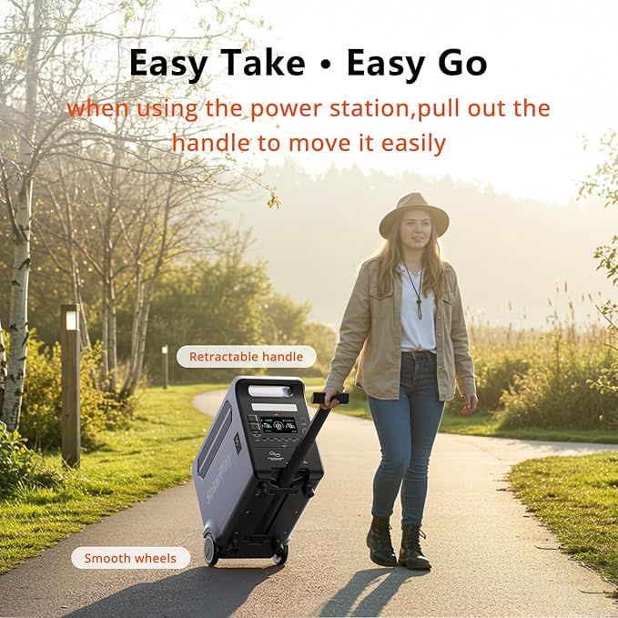 SolarPlay Portable Power Station 3600W (5500W Peak), 3840Wh Solar Generator with 400W Solar Panel, LiFePO4 Battery, 2Hrs Fast Charging, Adjustable, UPS with AC output for Home Camping