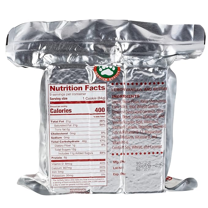 Grizzly Gear Emergency Food Rations- 3600 Calorie Vanilla Poundcake Bar (5 Pack) - 15 Day, 360 Hour Value Supply For Disaster, Hurricane - Less Sugar, More Nutrients - 5 Year Shelf Life