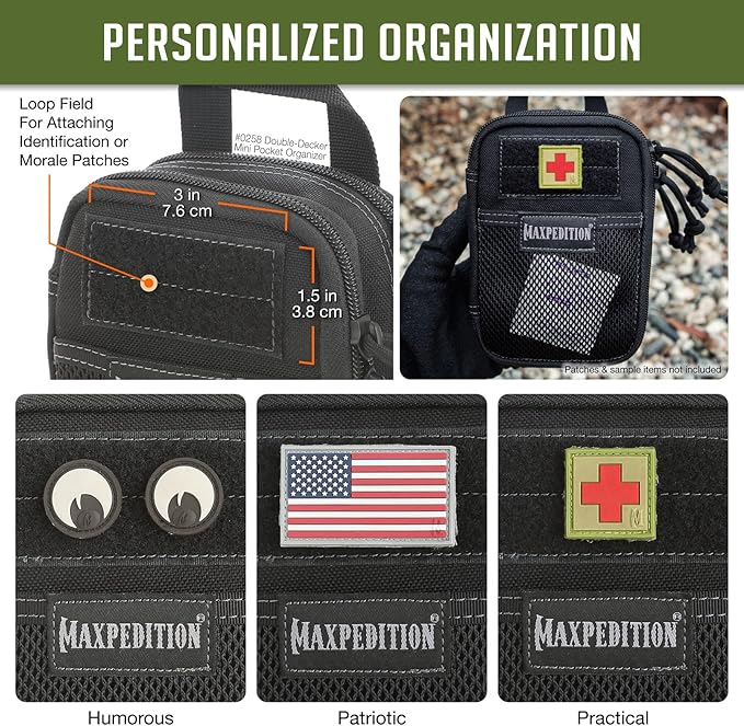 MAXPEDITION Double-Decker Pocket Organizer, Tactical Tool Pouch for Organization, EDC Pouch for Everyday Carry