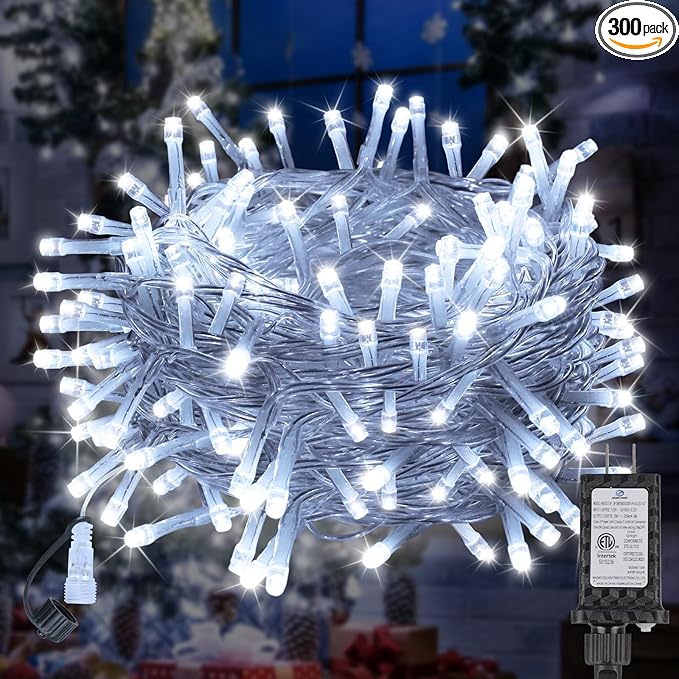 100FT 300 LED Christmas Lights Plug in,Cool White Waterproof Fairy Lights with Timer/8 Modes, Christmas Tree Lights Lighting Outdoor Indoor Garden Party Wedding Christmas Tree Decoration
