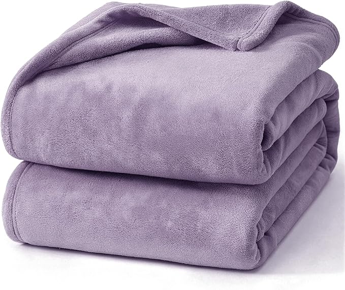 Hansleep Fleece Fog Purple Queen Blanket, Super Soft Flannel Fuzzy Plush Cozy Blanket for All Seasons, Fog Purple, Queen 90x90 Inches