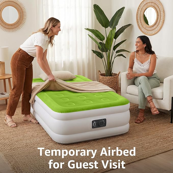 YENING Twin Size Air Mattress with Built in Pump Raised Single Inflatable Bed Blow up Mattressith Camping Airbed 18 Inch Tall