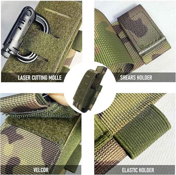 Upgrade 1000D Laser Cut Molle Tourniquet Holder, Heavy Duty Tactical Molle Tourniquet Pouch Holder