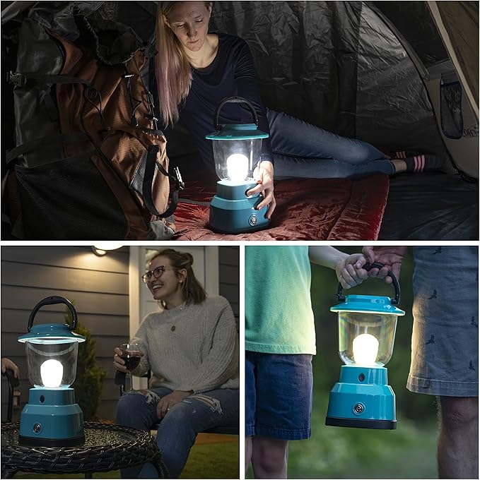 Enbrighten LED Large Camping Lantern, Battery Powered, USB Charging, 800 Lumens, 200 Hour Runtime, Carabiner Handle, Hiking Gear, Emergency Light, Blackout, Storm, Hurricane