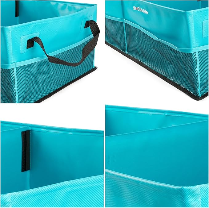 HiMagics Collapsible Waterproof Car Trunk Organizer, Soft PVC Storage Bin with Rugged PVC-Coated Fabric for SUV & Truck (Aqua Blue, PLUS)