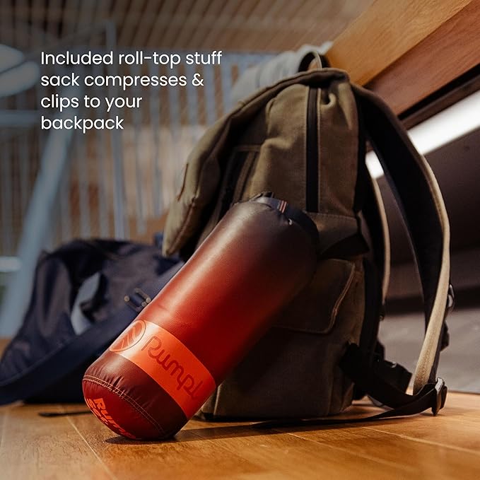Rumpl Travel Puffy Blanket, Ultra-Packable Travel-Size Warmth and Comfort, Berry Fade