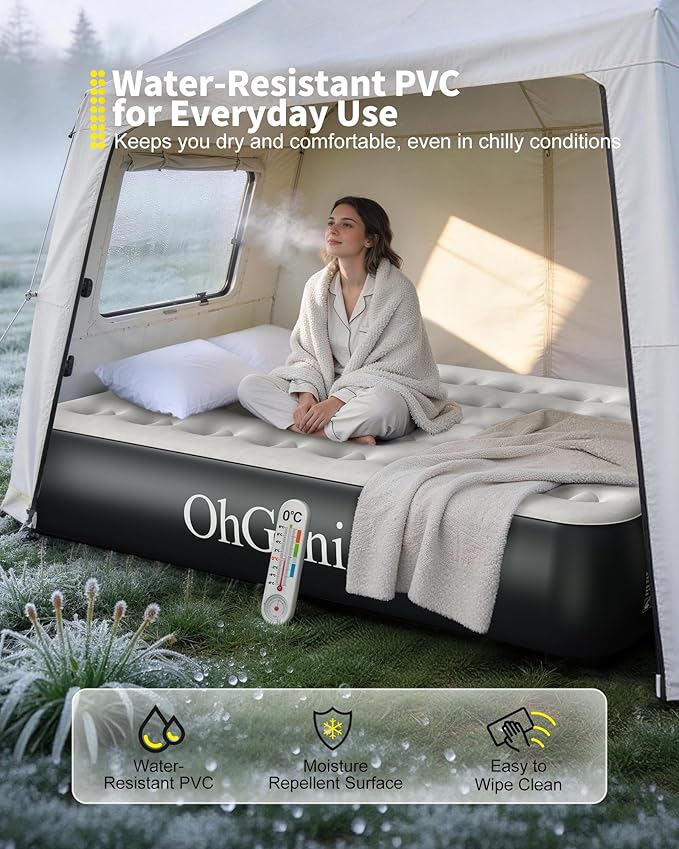 OhGeni Air Mattress Full with Built in Pump, 13" Raised Inflatable Blow up Mattress, Family Choice Award Winner, Portable Foldable Bed with Upgraded Surface for Home & Camping, 600 lbs