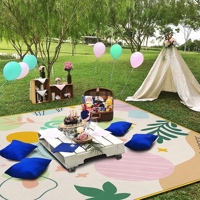 Supfitness Extra Large Picnic Blankets Waterproof Foldable (60 "x 80") Beach Blanket Waterproof Sandproof,3-Layer Thicking Mat Outdoor Packable Camping Blanket