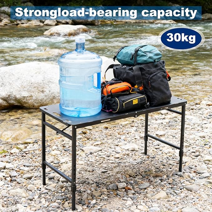 Tactical Camping Table with Adjustable Height, Collapsible Table Lightweight with Carry Bag for Camping, Travel expeditions, Hiking, Picnics, BBQs & Beach Trips