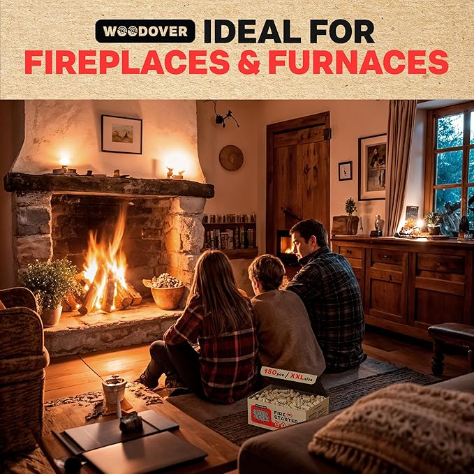 75 pcs Large Fire Starters for Fireplace, Natural Fire Starter for Campfires, for Wood Stove, BBQ, Grill, Pizza Oven, Outdoor Fire Pit, Chimney Charcoal Starter