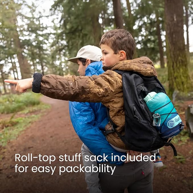 Rumpl Original Puffy Compact Throw Blanket for Camping and Outdoors, Seascape Ridge Mountains
