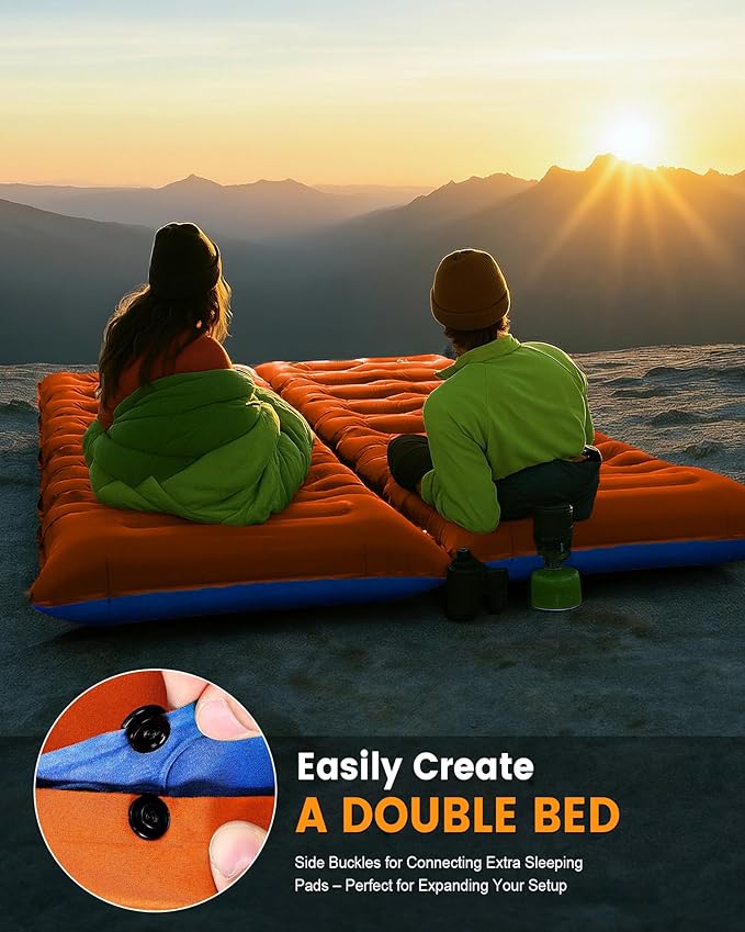 Camping Sleeping Pad,5.9 Inch Thick Camping Mat with Built in Pillow and Foot Pump,Self Inflating Sleeping Pad for Camping Backpacking（Green