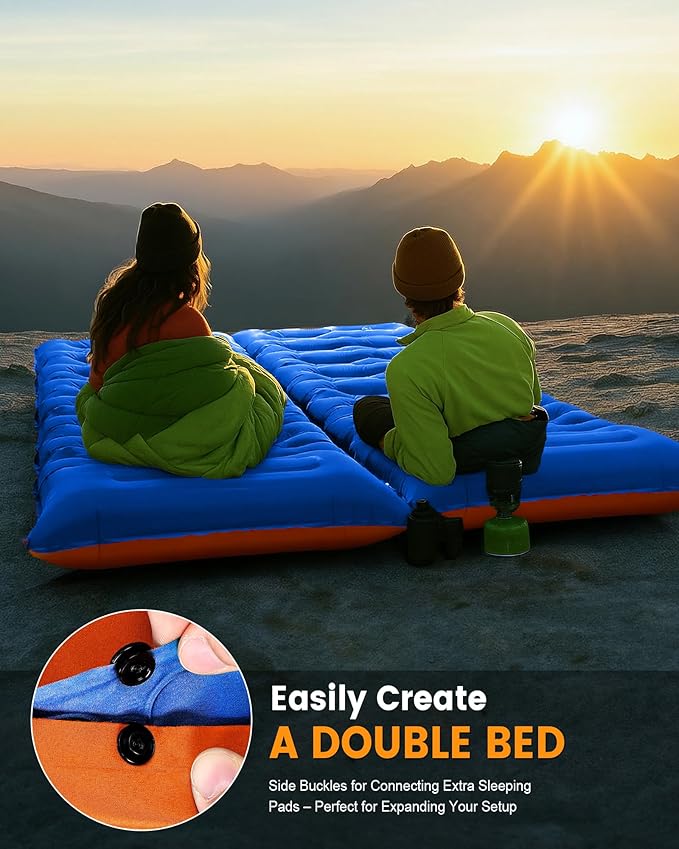 Camping Sleeping Pad,5.9 Inch Thick Camping Mat with Built in Pillow and Foot Pump,Self Inflating Sleeping Pad for Camping Backpacking（Green