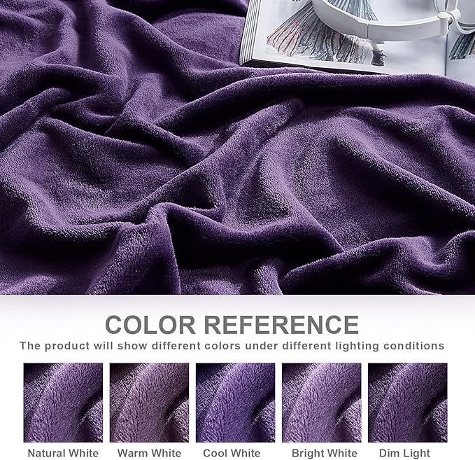 Hansleep Fleece Purple Full Blanket, Super Soft Flannel Fuzzy Plush Cozy Blanket for All Seasons, Purple, Full 84x90 Inches