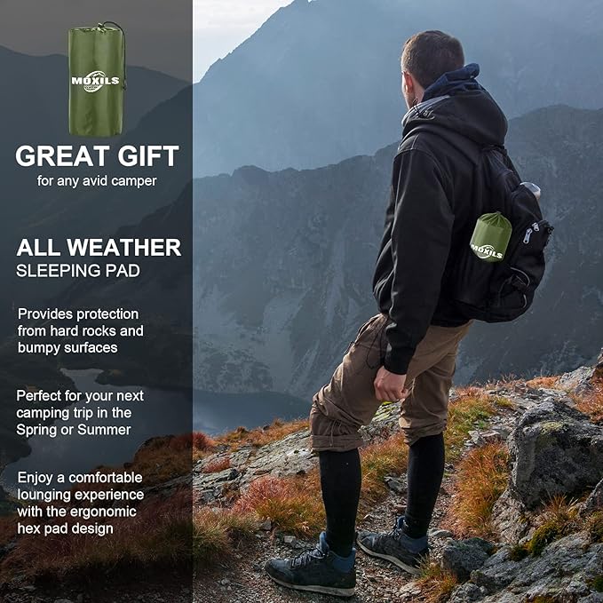MOXILS Sleeping Pad, Ultralight Inflatable Sleeping Pad for Camping, Built-in Pump, Ultimate for Camping, Hiking, Airpad, Carry Bag, Repair Kit, Compact & Lightweight Air Mattress(Green)
