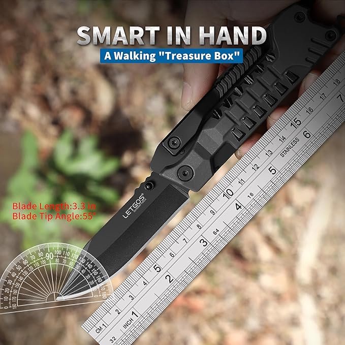 Multi Pocket Knife, 22 in 1,Survival Gear EDC Tools with Nylon Sheath, Emergency, Camping, Hiking, Hunting, Gift for Men Women (Cool Black)