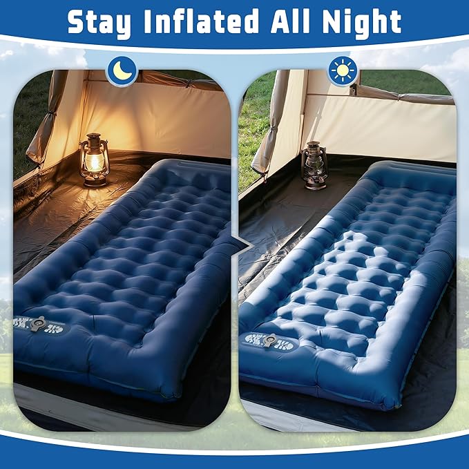 Camping Sleeping Pad for Comfortable Outdoor Sleeping, Lightweight & Inflatable Air Mattress for Hiking, Backpacking, Tent Camping & Road Trips