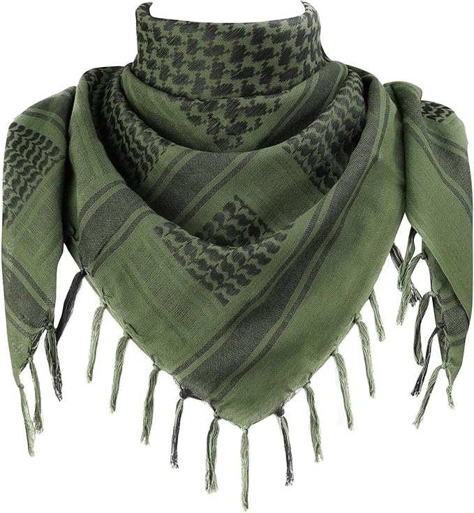 Explore Land Cotton Shemagh Keffiyeh Tactical Desert Scarf Neck Head Wrap with Tassel for Men Women