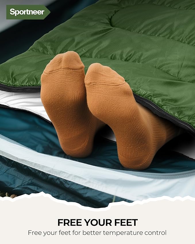 Sportneer Sleeping Bag for Adults & Kids, Cold Weather & Warm Waterproof Camping Sleeping Bag, Compact Portable for Camping Hiking & Travel
