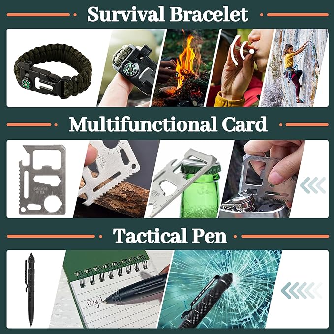 Survival Kit Advent Calendar for Men 2026, 24 Days Christmas Countdown Adventure tools for Camping Hunting Hiking, Emergency Survival Gears Xmas Gift for Adult Outdoor