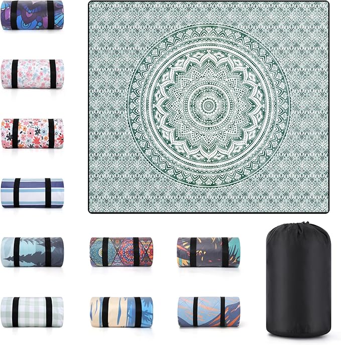 80x80" Extra Large Picnic Blankets Waterproof Sandproof Couple Outdoor Beach Blanket Foldable Grass Park Lawn Concert Mat Summer Camping Essentials Rv Travel Vacation Accessories Festival Gift
